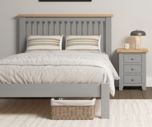  Seconique Furniture Windsor Pebble Grey and Oak Low Foot End Bed