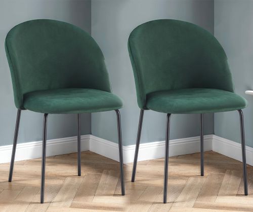  Seconique Furniture Boston Emerald Green Velvet Dining Chair in Pair ( BOX OF 4 ) 