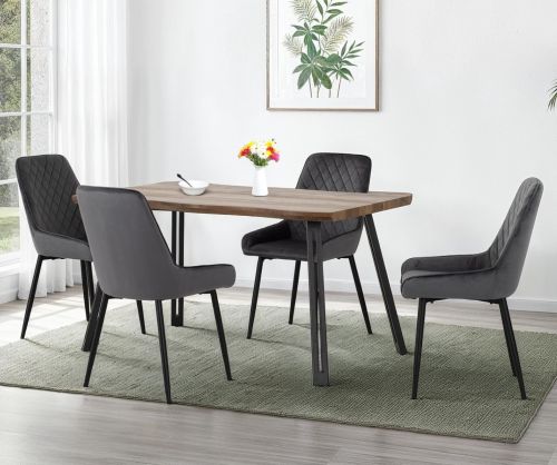 Seconique Furniture Quebec Wave Edge Dining Set with Avery Chairs –  Grey Velvet