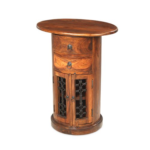 Heritance Jali Solid Wood Oval Drum Chest