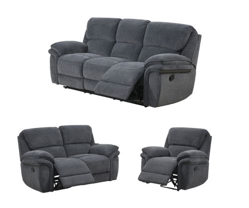 Sasha Dark Grey Recliner 3+2+1 Sofa Set