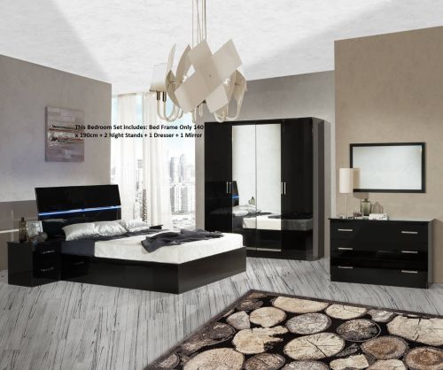 Ben Company Simona Black Finish Italian Bedroom Set