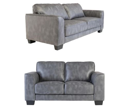 World Furniture Spencer Distressed Grey Fabric Fixed 3+2 Sofa Set
