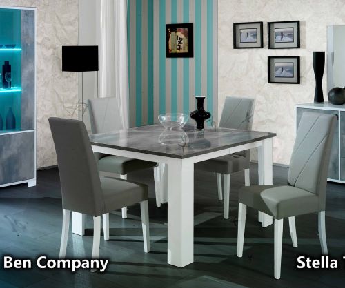 Ben Company Stella White and Grey Finish Italian Square Dining Table