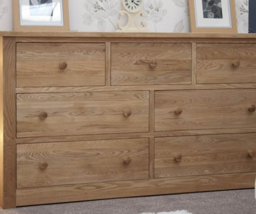 Homestyle GB Torino Oak Deep Wide 7 Drawer Chest