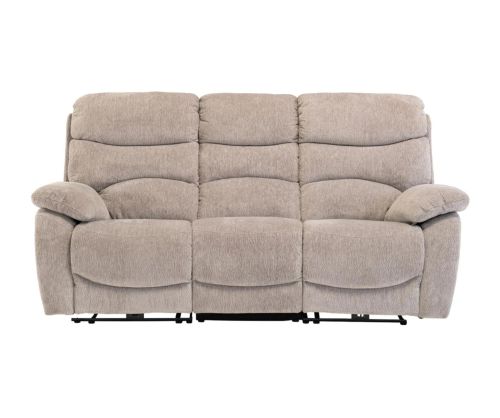 World Furniture Tuscany Mink Fabric Electric Recliner 3 Seater Sofa