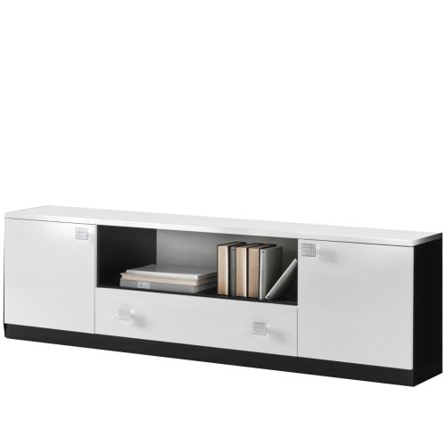 Ben Company Elisa White and Black Italian Plasma TV Cabinet
