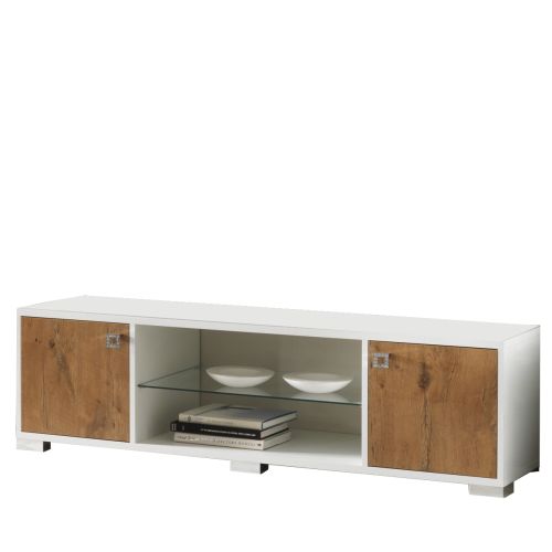 Ben Company Stella White and Oak Finish Italian Plasma TV Cabinet