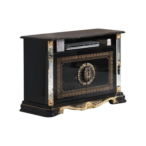 Ben Company Betty Black and Gold Finish Italian TV Cabinet