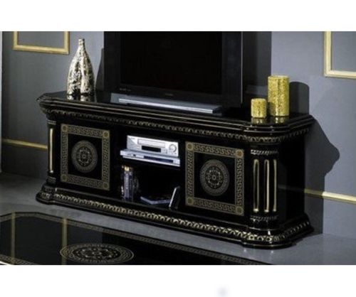 H2O Design Aurora Black and Gold Italian Low TV Unit