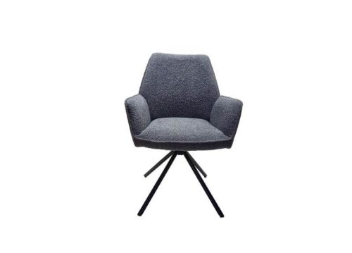Furniture Link Uno Grey Boucle Velvet Dining Chair in Pair