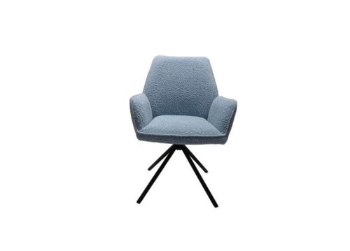 Furniture Link Uno Light Blue Boucle Velvet Dining Chair in Pair