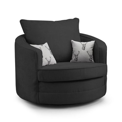 Dukes Scatterback Black Fabric Swivel Chair