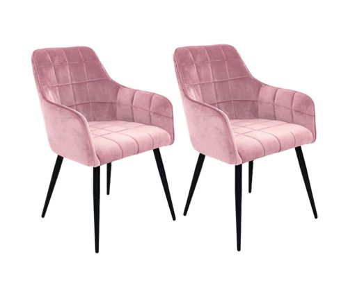 Furniture Link Vienna Blush Velvet Fabric Dining Chair in Pair