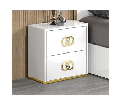 H2O Design Vogue White Italian 2 Drawer Night Table