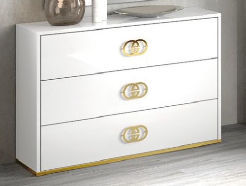 H2O Design Vogue White Italian 3 Drawer Dresser