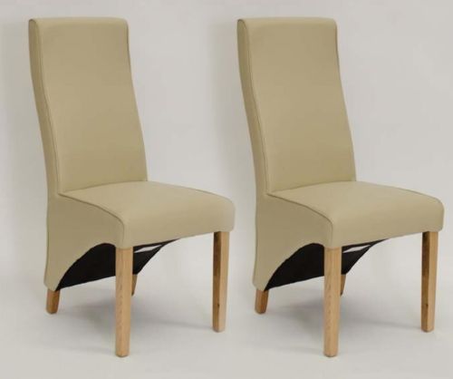Homestyle GB Wave Bone Matt Bonded Leather Dining Chair in Pair