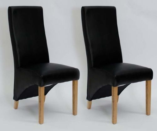 Homestyle GB Wave Noir Matt Bonded Leather Dining Chair in Pair