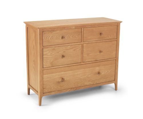 Heritance Corbet Oak 5 Drawer Wide Chest
