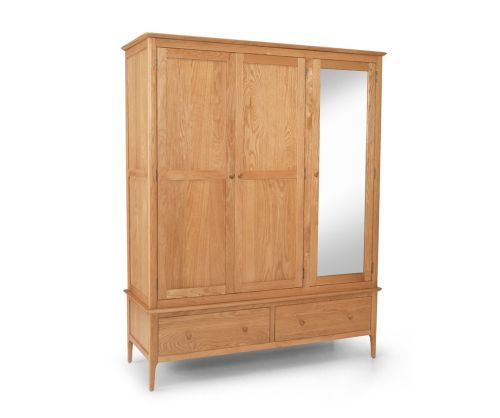 Heritance Corbet Oak Triple Wardrobe with Mirror