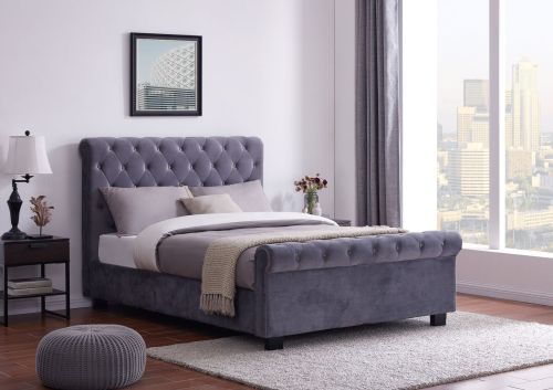 Flintshire Furniture Whitford Grey Fabric Side Ottoman Bed Frame