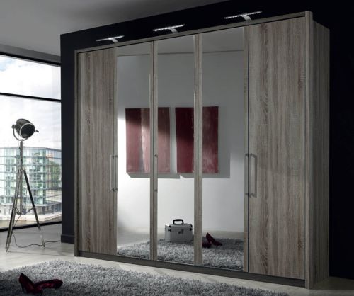 Wiemann Berlin 5 Door Mirror Wardrobe in Oak - W 250cm