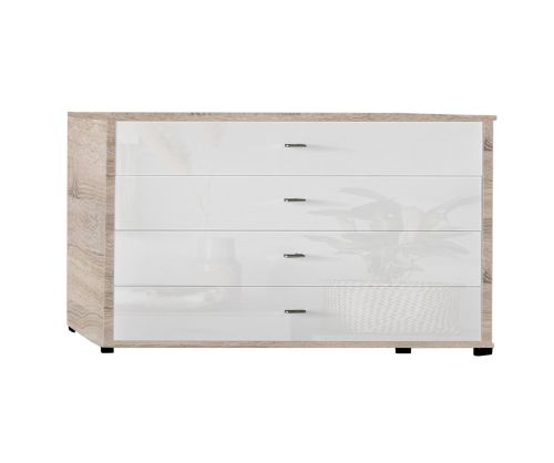 Wiemann Kansas 5 Drawer Chest with Champagne Glass Front - W 80cm
