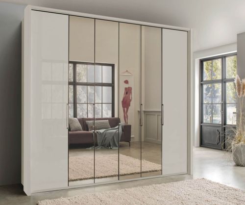 Wiemann Kansas 6 Door 6 Drawer Wardrobe with Champagne Glass Front and 4 Centre Crystal Mirror - W 300cm