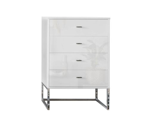 Wiemann Kansas 2 Drawer Bedside Cabinet with White Glass Drawer - W 40cm