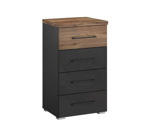 Rauch Winnipeg Metallic Grey Carcase with High Polish White Front 4 Drawer Chest