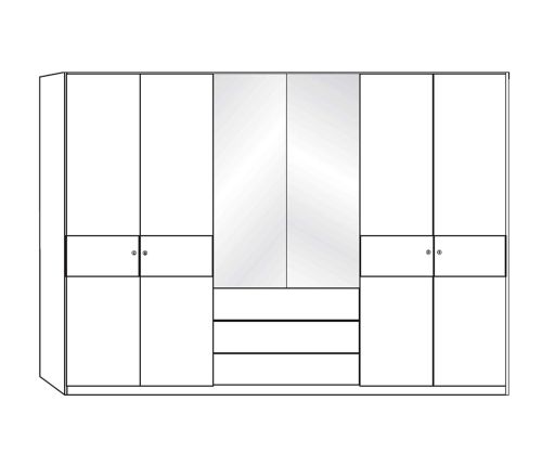 Wiemann Amalfi Wooden and Mirror Door Combi Wardrobe with Plain Cross Trims