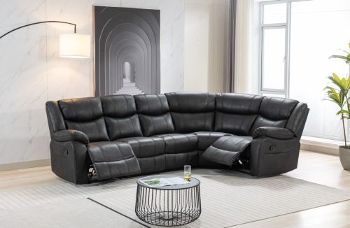 Paris Black Fabric 2 Corner 2 Wedge Sofa with Arms