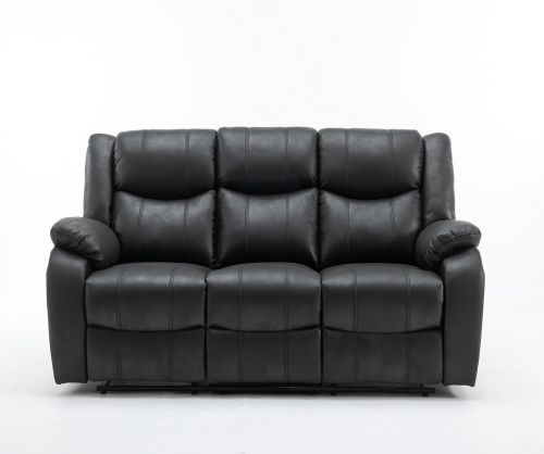 Paris Black Fabric 3 Seater Sofa