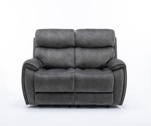 Seville Black Fabric Recliner 2 Seater Sofa