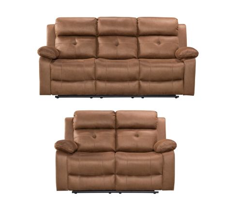 York Chestnut Fabric Recliner 3+2 Sofa Set