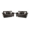 MNS Oakland Leather Suite - 3+2 Grey