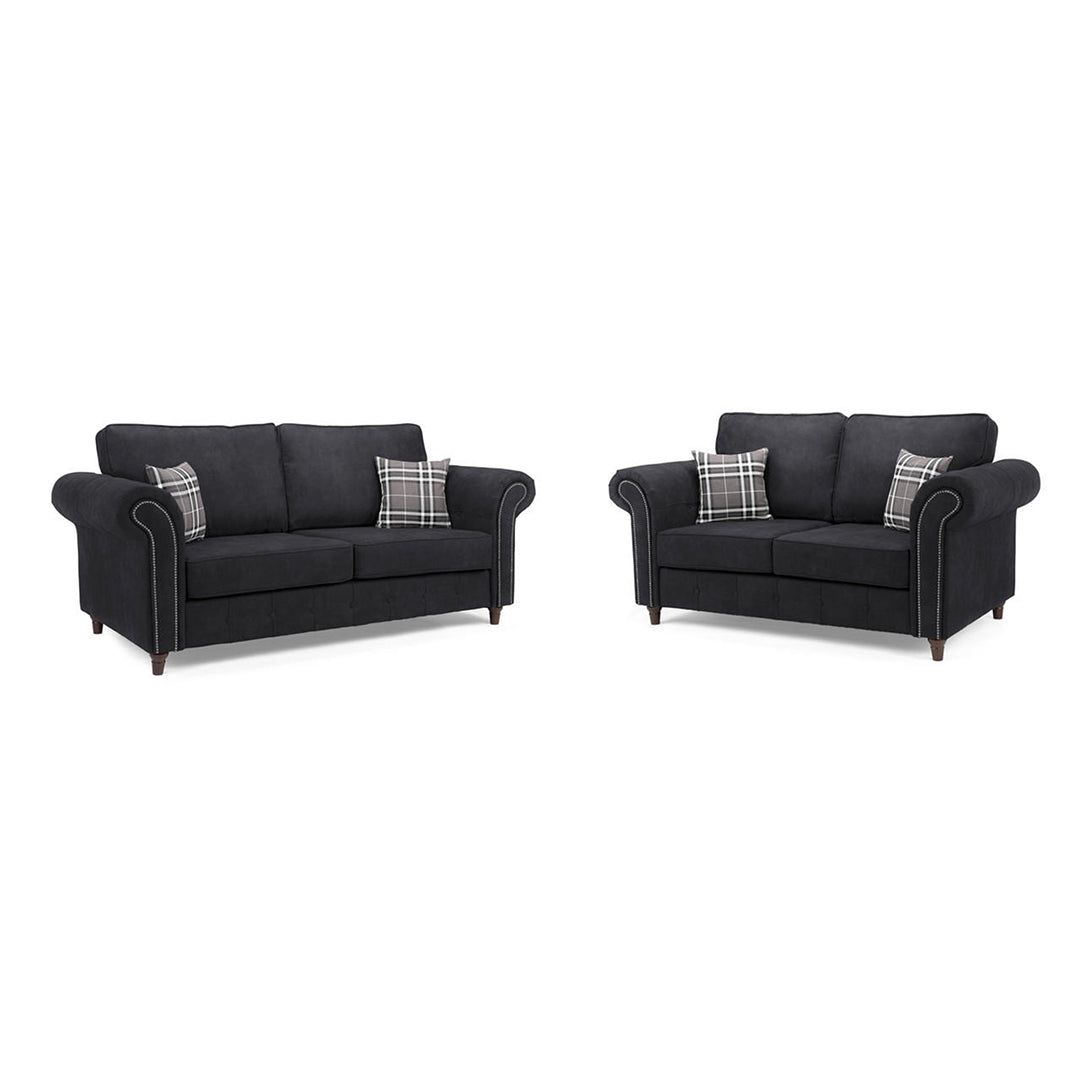 MNS Oakland Leather Suite - 3+2 Black