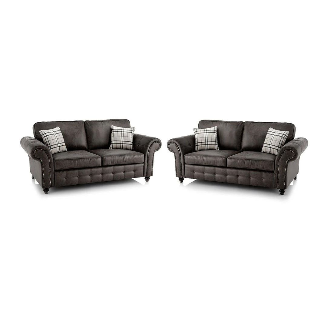 MNS Oakland Leather Suite - 3+2 Grey