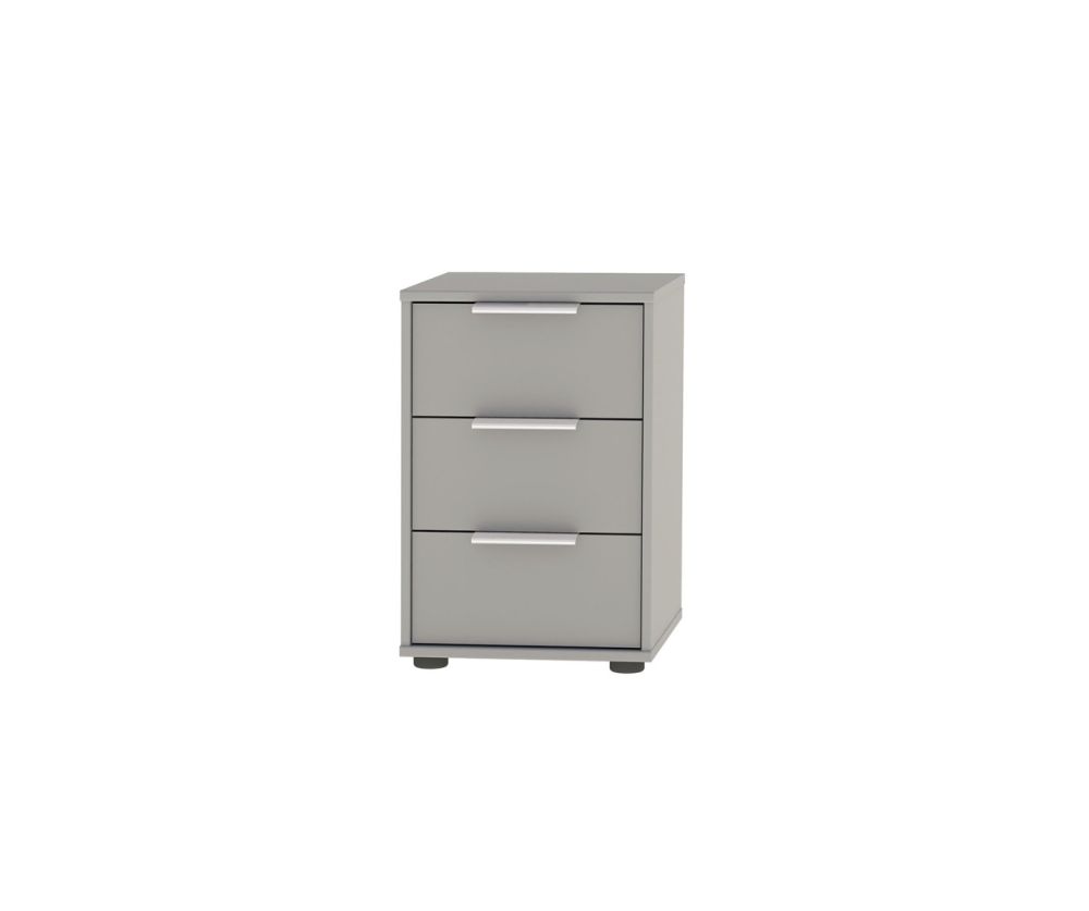 Wiemann Vip Monaco 4000 Glass Pebble Grey 3 Drawer Bedside Cabinet