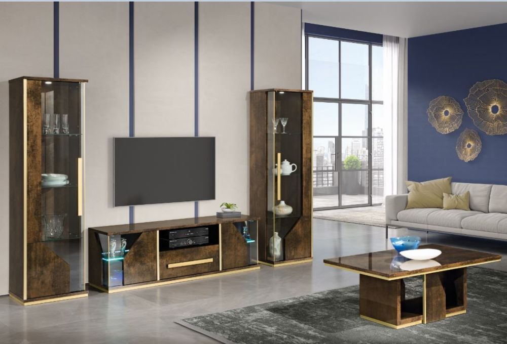 H2O Design Desiree Bronze Gold Italian 1 Door Vetrine