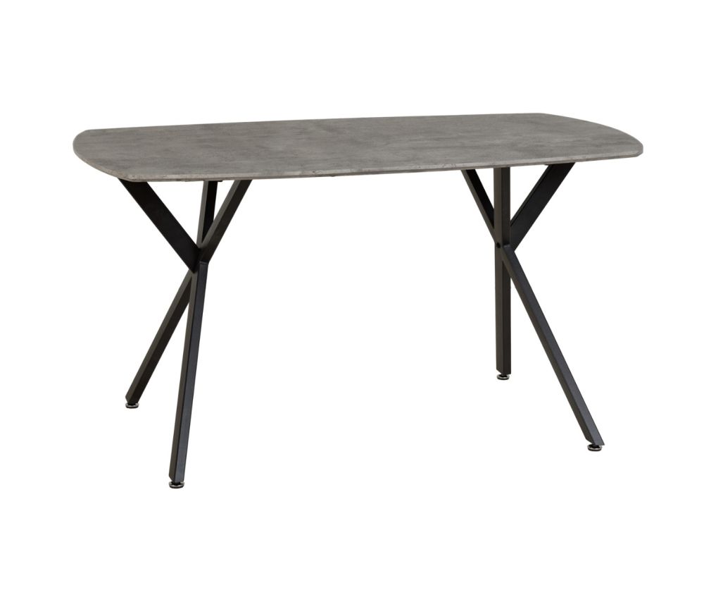 Seconique Furniture Athens Concrete Effect Rectangular Dining Set with Avery Chairs – Black & Grey Velvet