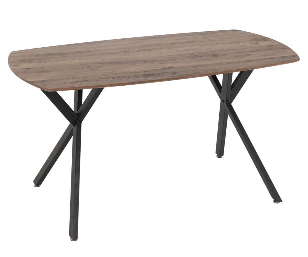 Seconique Furniture Athens Medium Oak Effect  Rectangular Dining Set with Avery Chairs – Black & Grey Velvet