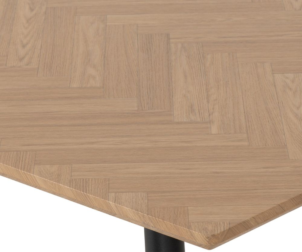 Seconique Furniture Hamilton Medium Dining Set - Medium Oak Effect With Athens Black and Grey Faux Leather Dining Chairs