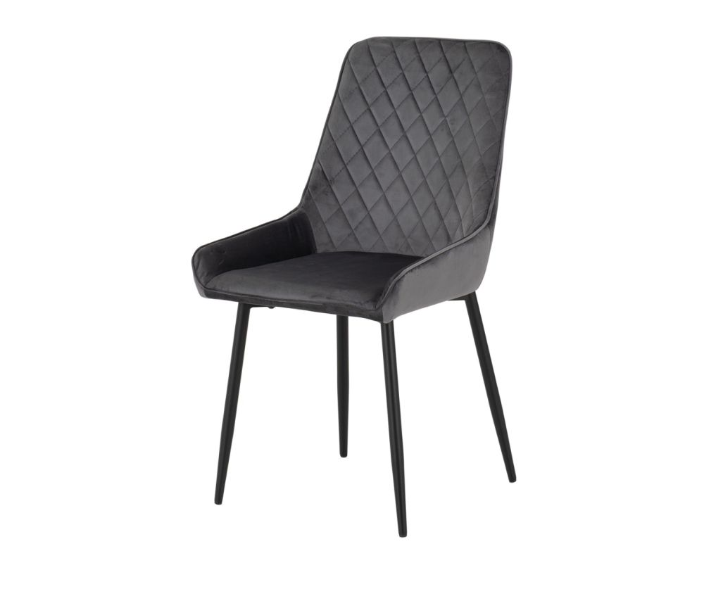 Seconique Furniture Athens Concrete Effect Rectangular Dining Set with Avery Chairs – Black & Grey Velvet