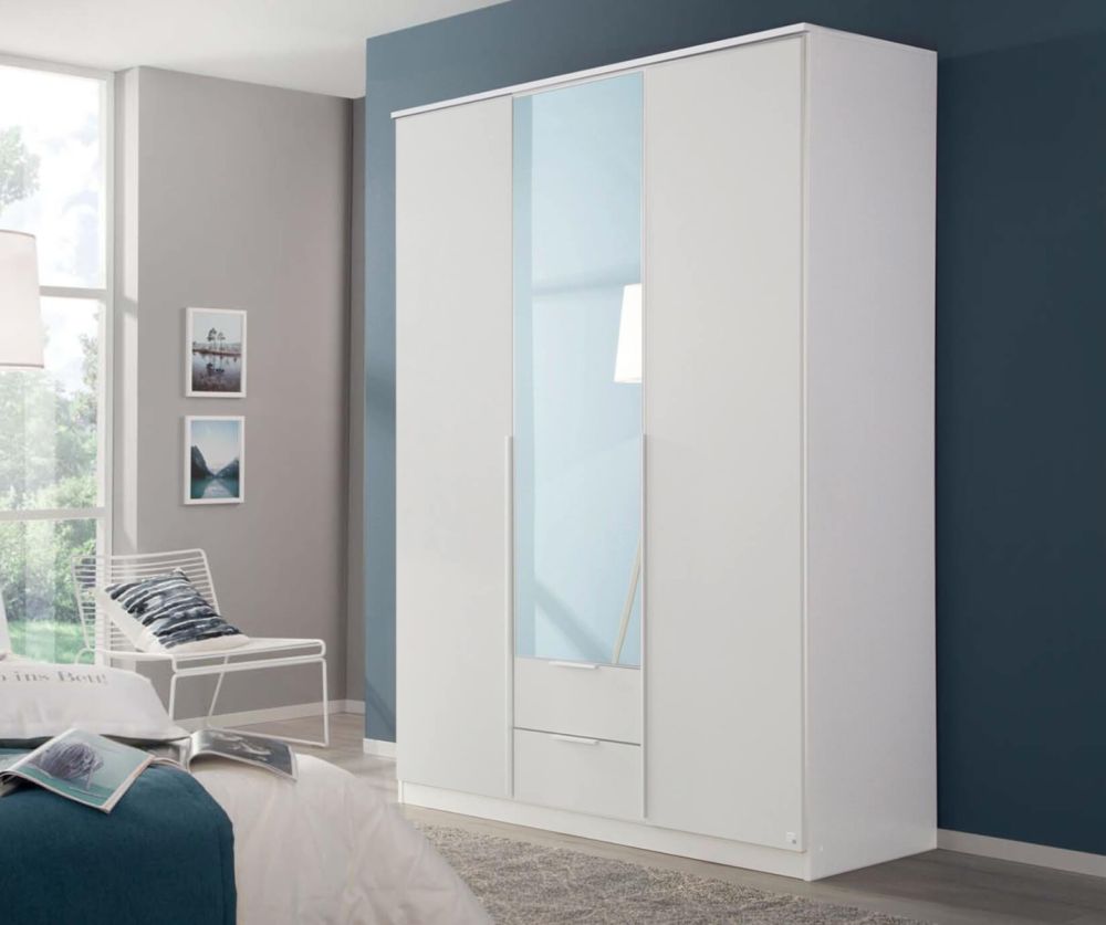 Rauch Texas Alpine White 3 Door 1 Mirror Wardrobe with 2 Drawers