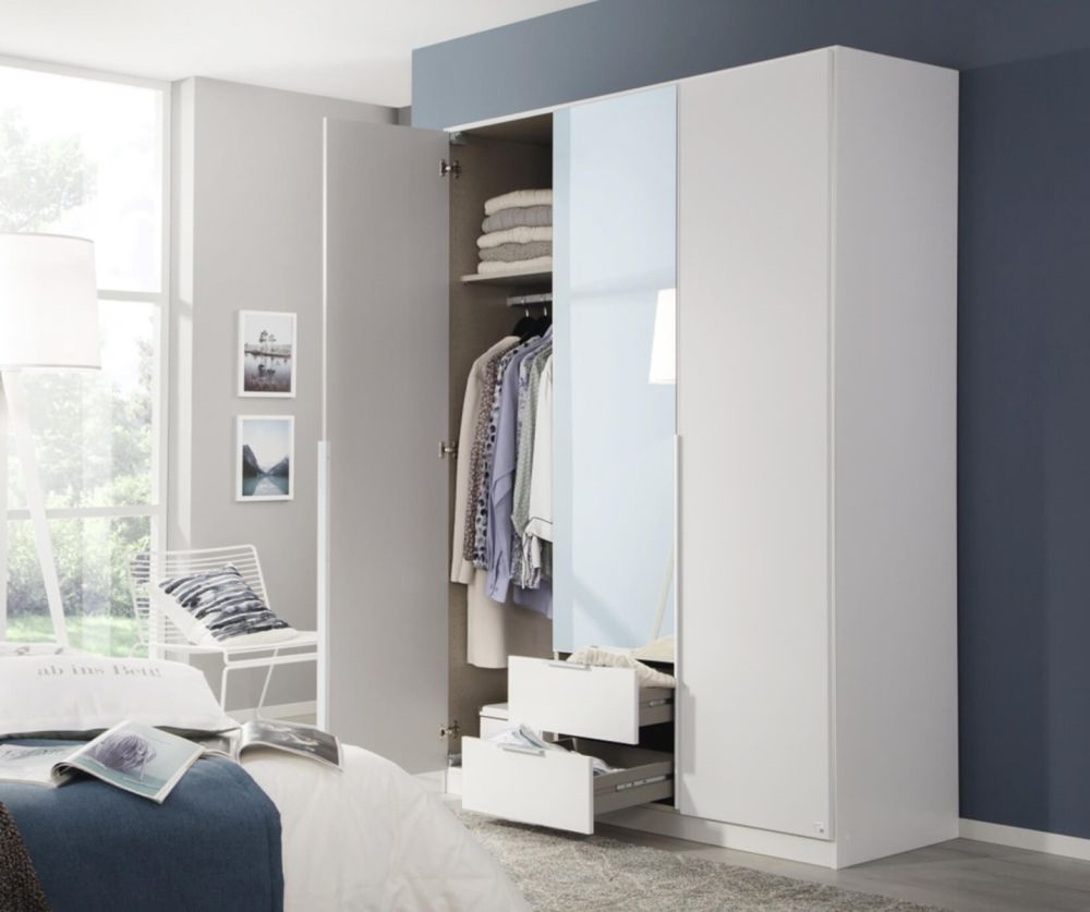 Rauch Texas Alpine White 3 Door 1 Mirror Wardrobe with 2 Drawers