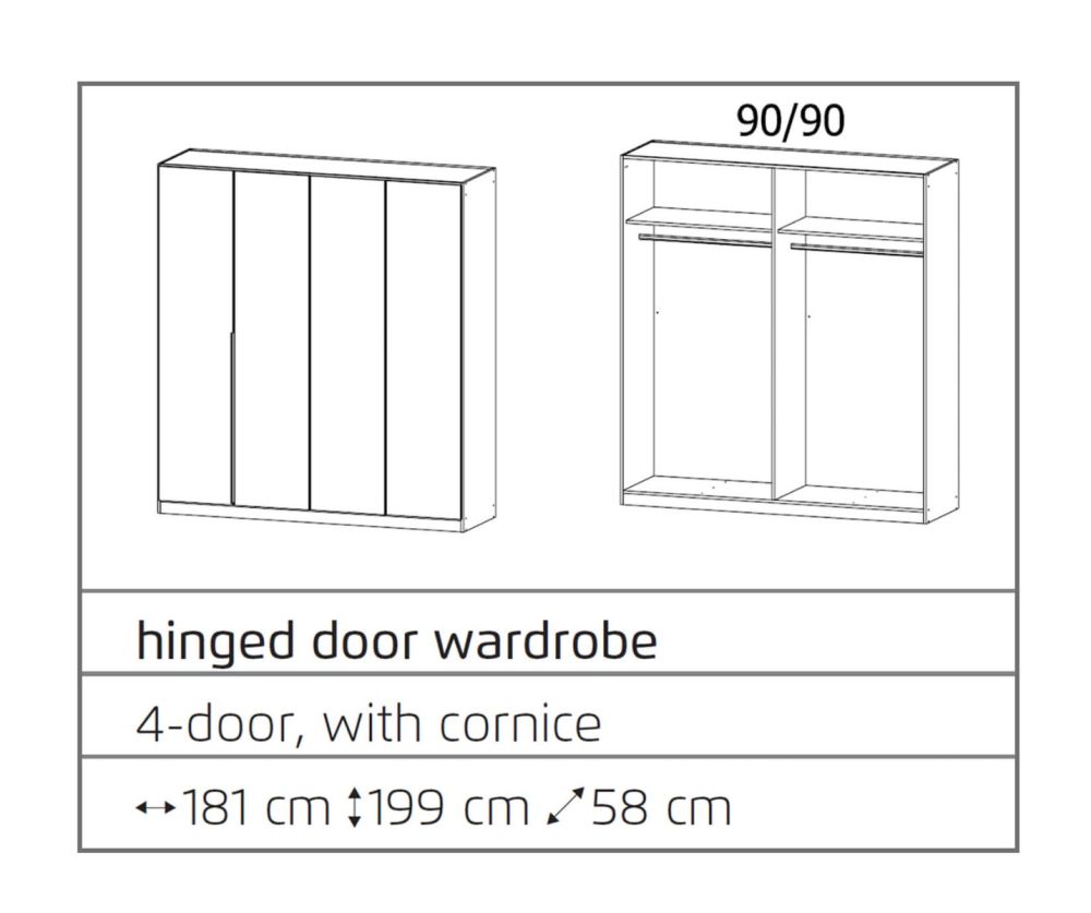 Rauch Texas Sonoma oak 4 Door Wardrobe with Cornice