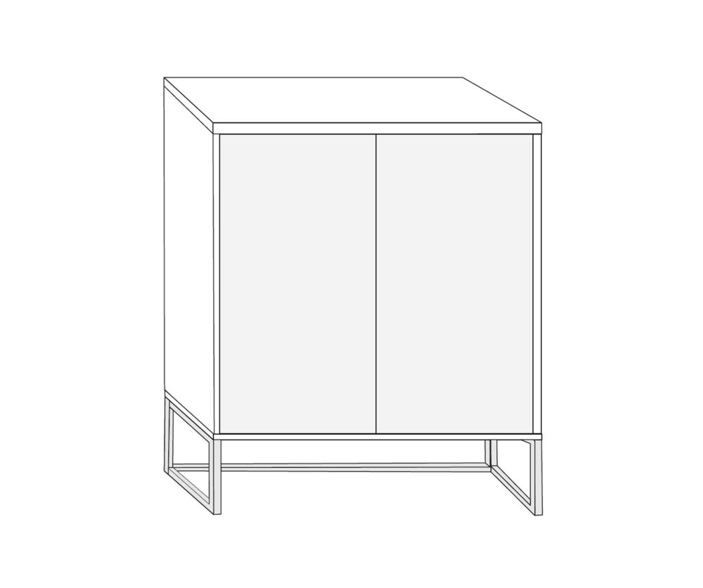 Wiemann Kansas 2 Door Dresser with Havana Glass Front and Chrome Angled Feet - H 89cm