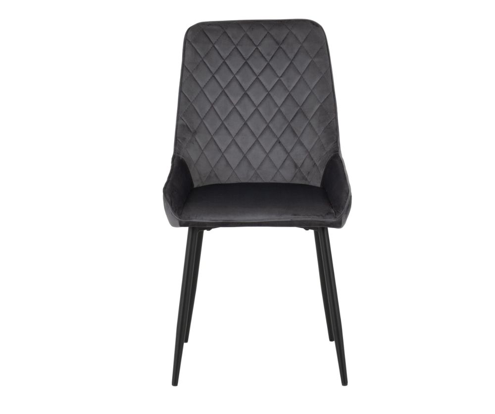 Seconique Furniture Athens Concrete Effect Rectangular Dining Set with Avery Chairs – Black & Grey Velvet