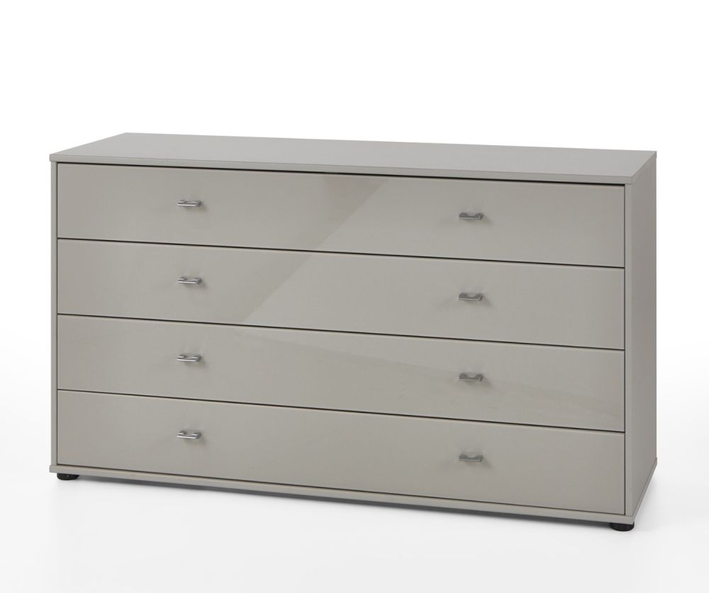 Wiemann Vip Vigo Glass Pebble Grey 4 Drawer Chest